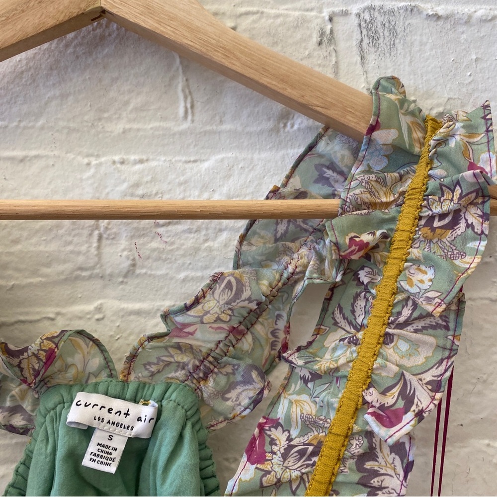 Anthropologie || Current Air‎ Lasalle Open Back Cutout Midi Dress Floral Green S - Picture 3 of 8